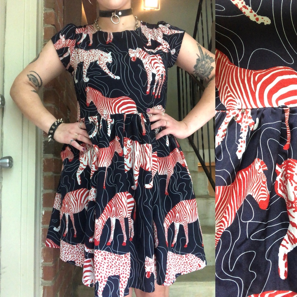 Funky zebra leopard geometric swirl dress